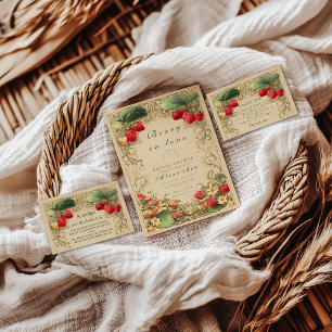Strawberry Garden Cottagecore Bridal Shower Napkins