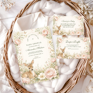 Elegant Floral Deer Botanical Baby Shower Napkins