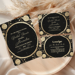 Black Gold Celestial Crescent Moon Bridal Shower Foam Board
