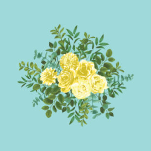 Light Yellow & Aqua Teal Rose Floral Wedding Invitation