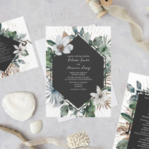 Tropical And Gold Botanical Wedding Invitation