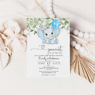 A Little Peanut Is On The Way Boy Baby Shower   Invitation