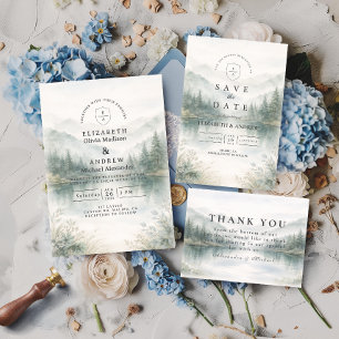 Elegant Misty Forest Mountain Wedding Foam Board