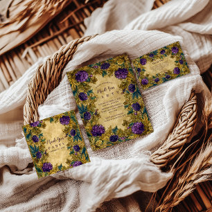 Botanical Grape Mardi Gras Masquerade Invitation