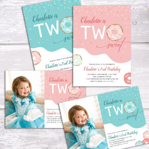 Two Sweet Pink Frosted Donut Girl's 2nd Birthday Baby T-Shirt