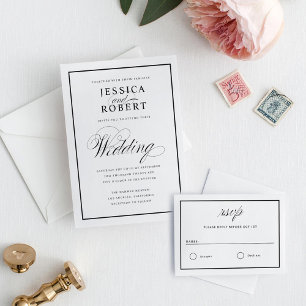 Black & White Elegant Script Wedding Invitation