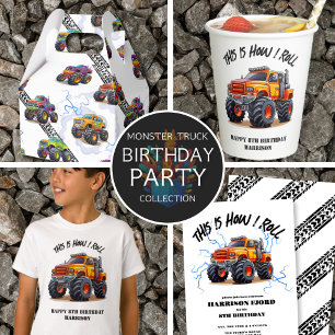 Exciting Kids Monster Truck Pattern Paper Plates