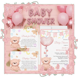 It's a Girl Cute Teddy Bear Baby Shower Cartoon  Napkins