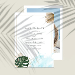 Boho Pampas Grass And Palms Tropical Beach Menu