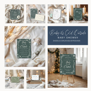 Winter  Coquette green Baby it's cold Paper Plates