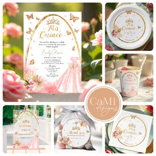 Quinceanera Backdrop   Floral Blush Pink Gown