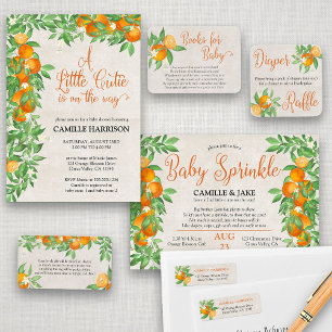 Citrus Orange Little Cutie Neutral Baby Shower Invitation