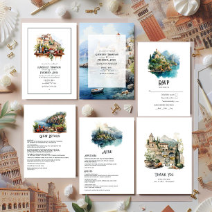 Watercolor Italian Destination Wedding Thank You Card
