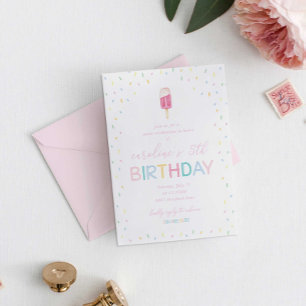 Popsicle Birthday Party with Rainbow Sprinkles Invitation