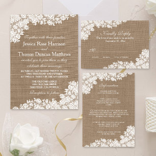 The Rustic Burlap & Vintage White Lace Collection Magnet