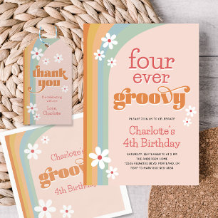 Groovy White Daisies Girl's 4th Birthday Party Napkins