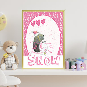 Let it snow   Cute Penguin Christmas Holiday Card