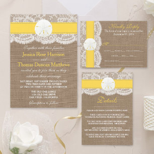 The Yellow Sand Dollar Beach Wedding Collection Invitation