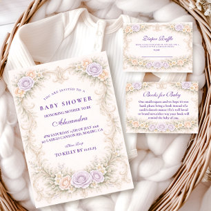 Lavender Rose Ornate Baby Shower Napkins
