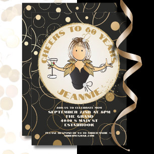 Cheers to 60 for Her Fun Gold Black 60th Birthday Paper Plates
