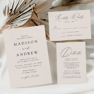 Modern Elegance Cream and Rose Gold Wedding Foil Invitation