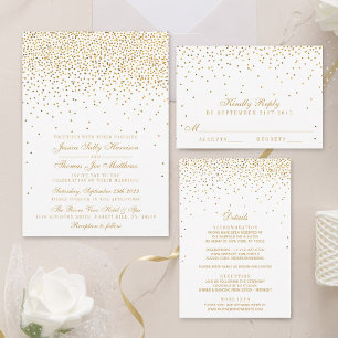 Elegant Glam Confetti Wedding Real Foil Invitation