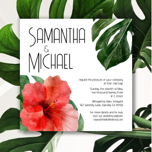 Glam Modern Tropical Chic Wedding All In One Invitation