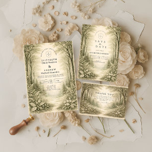 Timeless Woodland Forest Wedding Save The Date
