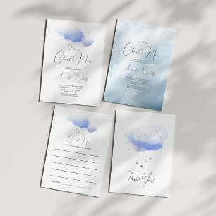 Cloud 9 Watercolor Bridal Shower Bingo