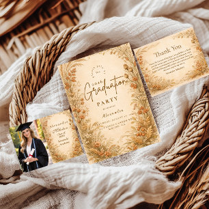 Vintage Wildflower Graduation Party Invitation