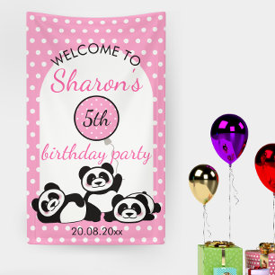 Panda Polka Dot Birthday Party Invitation