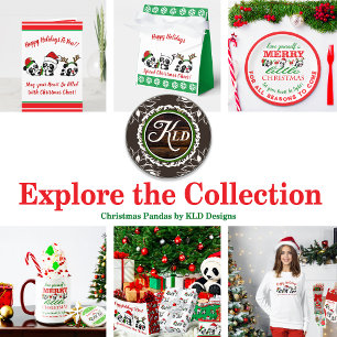 Personalized Christmas Pandas Large Gift Bag