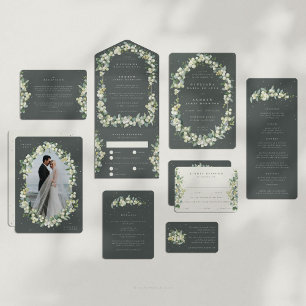 Gray Green Snowberry+Eucalyptus Wedding A7 Envelope