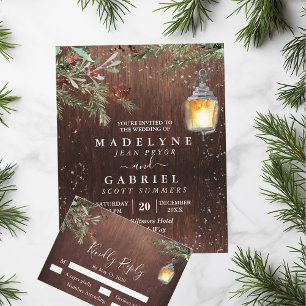 Christmas Winter Rustic Pine Drop Wood Wedding 