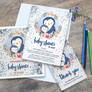 Penguin Boy Baby Shower By Mail Invitation