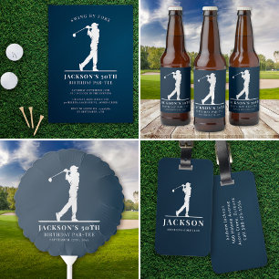 Navy Blue Golf Birthday Par-tee Invitation