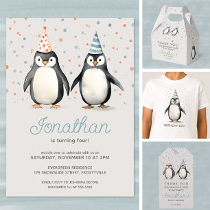 Party Penguins, waddle over children's birthday Invitation