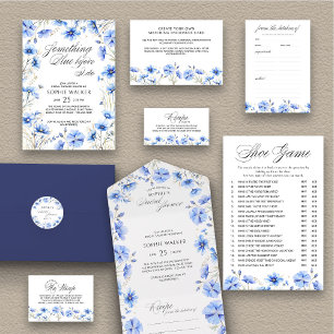 Something Blue Bridal Shower and Tear Away Recipe All In One Invitation