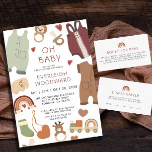 Oh Baby Boho Clothes Toys Boy Baby Shower  Invitation