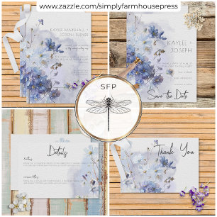 Modern Periwinkle Blue Watercolor Wildflowers Invitation