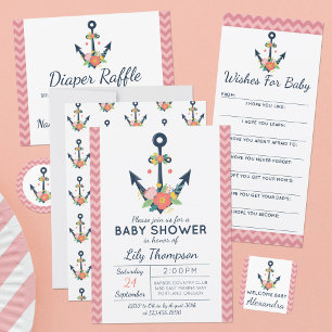 Baby Shower Wish Game Nautical Floral Anchor