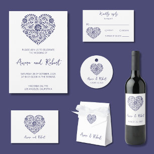 Blue Talavera Heart Classic Round Sticker