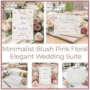 Minimalist Blush Pink Floral His and Hers Wedding Foil Vow Books