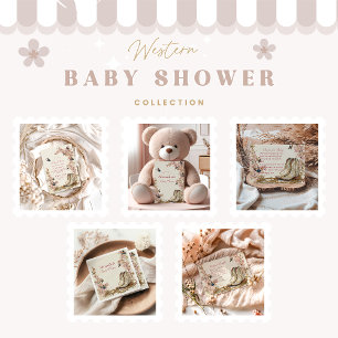 Boho Cowgirl Boots Baby Shower Foil Invitation
