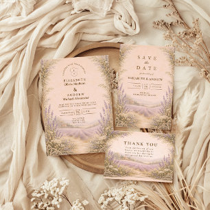 Lavender Field Countryside Wedding Save The Date