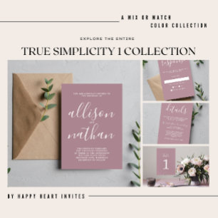 True Simplicity 1 Peacock Teal Minimalist Wedding Invitation