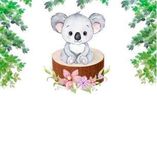 Adorable Koala Bear Girl Baby Shower Invitation