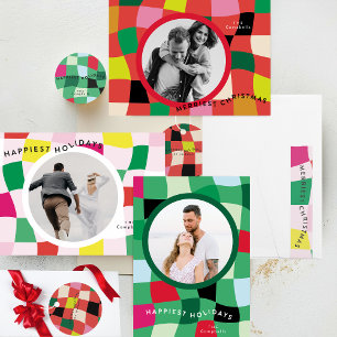 Modern Colorful Tartan Plaid Christmas Favor Tags