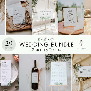 Greenery Unplugged Ceremony Wedding Sign, Invitation