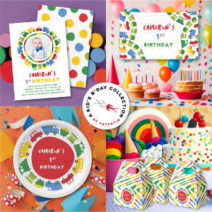 Boys Toys Colorful Transport Kid's Birthday Party Satin Ribbon